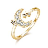 Brass Cuff Finger Ring Adjustable & micro pave cubic zirconia & for woman Sold By PC
