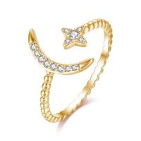 Brass Cuff Finger Ring, Adjustable & micro pave cubic zirconia & for woman, more colors for choice, 17x9mm, Sold By PC