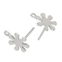 304 Stainless Steel Earring Drop Component Flower DIY original color Sold By PC