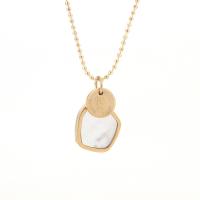 Titanium Steel Necklace with Shell gold color plated fashion jewelry & polished & for woman golden Length 15.75 cm Sold By PC
