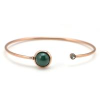 Titanium Steel Cuff Bangle, with Malachite, plated, fashion jewelry & polished & different styles for choice & for woman & for man, rose gold color, Sold By PC