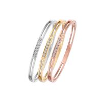 Titanium Steel Bangle plated fashion jewelry & polished & for woman & with cubic zirconia Sold By PC
