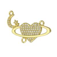 Cubic Zirconia Micro Pave Brass Connector fashion jewelry & DIY & micro pave cubic zirconia & for woman & 1/2 loop golden Approx 1.5mm Sold By Lot