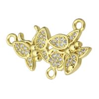 Cubic Zirconia Micro Pave Brass Connector Butterfly fashion jewelry & DIY & micro pave cubic zirconia & for woman & 1/2 loop golden Approx 1.5mm Sold By Lot