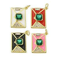 Cubic Zirconia Micro Pave Brass Pendant, fashion jewelry & DIY & micro pave cubic zirconia & for woman & enamel, more colors for choice, 16x21x4mm, Hole:Approx 3mm, 10PCs/Lot, Sold By Lot