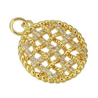 Cubic Zirconia Micro Pave Brass Pendant, gold color plated, fashion jewelry & DIY & micro pave cubic zirconia & for woman, golden, 18x20x2mm, Hole:Approx 3mm, 10PCs/Lot, Sold By Lot