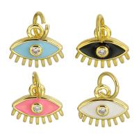 Cubic Zirconia Brass Pendants Eye gold color plated fashion jewelry & DIY & micro pave cubic zirconia & for woman & enamel Approx 3mm Sold By Lot