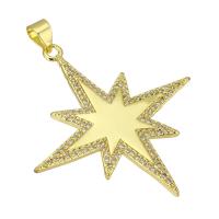 Cubic Zirconia Micro Pave Brass Pendant, gold color plated, fashion jewelry & DIY & micro pave cubic zirconia & for woman, golden, 35x37x4mm, Hole:Approx 4mm, 10PCs/Lot, Sold By Lot