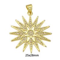 Cubic Zirconia Micro Pave Brass Pendant, gold color plated, fashion jewelry & DIY & micro pave cubic zirconia & for woman, golden, 25x28x4mm, Hole:Approx 3mm, 10PCs/Lot, Sold By Lot