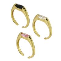 Circón cúbico anillo de latón, metal, chapado en color dorado, Joyería & para mujer & con circonia cúbica, más colores para la opción, 5x2mm, tamaño:6.5, 10PCs/Grupo, Vendido por Grupo