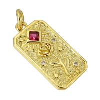Cubic Zirconia Brass Pendants, gold color plated, fashion jewelry & for woman & with cubic zirconia, more colors for choice, 10x20x2mm, Hole:Approx 3mm, 10PCs/Lot, Sold By Lot