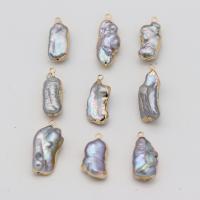 Freshwater Pearl Pendants, with Brass, irregular, gold color plated, fashion jewelry & DIY, 10x20-15x25mm, Sold By PC