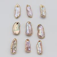 Freshwater Pearl Pendants, with Brass, gold color plated, fashion jewelry & DIY, 7x23-11x28mm, Sold By PC