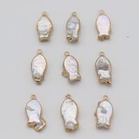 Freshwater Pearl Pendants, with Brass, gold color plated, fashion jewelry & DIY, 10x18-12x22mm, Sold By PC