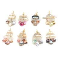 Freshwater Pearl Pendants, Resin, with Freshwater Pearl & Iron, gold color plated, fashion jewelry & DIY, more colors for choice, 35x60mm, Sold By PC