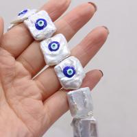 Fashion Evil Eye Jewelry Beads, pearl,  Square, DIY, white, 20x20-22-22mm, Sold Per Approx 14.17 Inch Strand