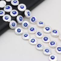 Mode Evil Eye Schmuck Perlen, DIY & einzelseitig, weiß, 18-20mm, verkauft per ca. 14.17 ZollInch Strang