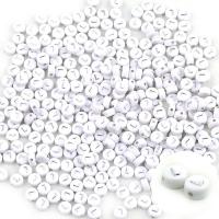 Alphabet Acrylic Beads Flat Round letters are from A to Z & enamel white Approx Sold By Bag