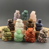Natural Stone Decoration, Snake, Carved, random style, mixed colors, 17-18mmx25-26mm, Sold By PC