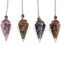 Resin Pendulum, with Natural Stone & Tibetan Style, Conical, plated, different materials for choice, more colors for choice, 18x45mm, Length:Approx 8.66 Inch, Sold By PC