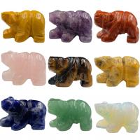 Natural Stone Decoration, Bear, Carved, random style, mixed colors, 12x25mm, Sold By PC
