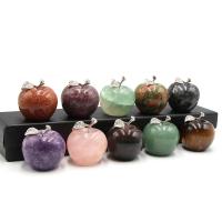 Natural Stone Decoration with Brass Apple platinum color plated Sold By PC