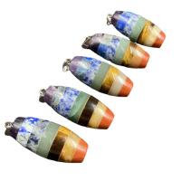 Gemstone Pendants Jewelry Rainbow Stone barrel Unisex mixed colors nickel lead & cadmium free Sold By PC