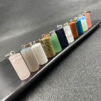 Edelstein Anhänger Schmuck, Naturstein, Zylinder, zufällig gesendet & unisex, gemischte Farben, 10x20mm, verkauft von PC