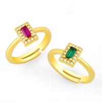 Kubisk Circonia Micro bane messing Ring, guldfarve belagt, mode smykker & Micro Pave cubic zirconia, flere farver til valg, nikkel, bly & cadmium fri, 9mm, Solgt af PC