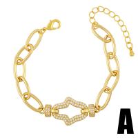 Cubic Zirconia Micro Pave Brass Bracelet with 1.97 extender chain gold color plated & micro pave cubic zirconia golden nickel lead & cadmium free Length 5.04 Inch Sold By PC