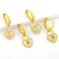 Huggie Hoop Drop Earring Brass gold color plated & micro pave cubic zirconia golden nickel lead & cadmium free Sold By Pair