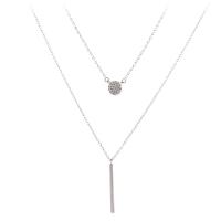Zinc Alloy Jewelry Necklace with 2inch extender chain Flat Round plated Double Layer & oval chain & for woman nickel lead & cadmium free 6.5mm 25mm Length Approx 15.7 Inch Sold By PC