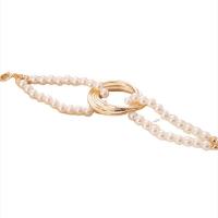 Plastic Pearl Necklace Zinc Alloy with Plastic Pearl Geometrical Pattern gold color plated & for woman Sold By PC
