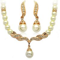 Zink Alloy Jewelry Sets, örhänge & halsband, med Plast Pearl, Angel Wing, plated, 2 stycken & för kvinna & med strass, fler färger för val, 400x21mm, Säljs av Ställ