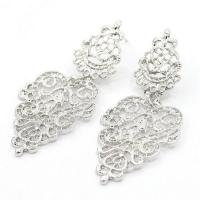 Zinc Alloy Drop Earrings plated for woman & hollow nickel lead & cadmium free Sold By Pair