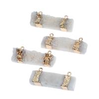 Brass Connector, with Resin, Rectangle, white, 41x10x8mm, Sold By PC