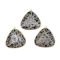 Bijoux Pendentifs en pierres gemmes, laiton, avec Dalmate, triangle, couleurs mélangées, 34x31x7mm, Vendu par PC