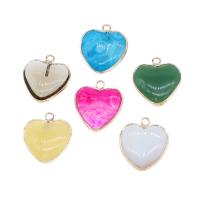 Gemstone Vedhæng Smykker, Messing, med Ædelsten, Heart, flere farver til valg, 23x21x7mm, Solgt af PC
