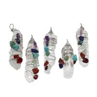 Gemstone Pendants Jewelry, Brass, with Gemstone, mixed colors, 59x14x14mm, Sold By PC