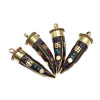Gemstone Hängen Smycken, Mässing, med Ädelsten, blandade färger, 60x18x18mm, Säljs av PC
