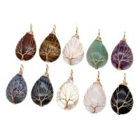 Gemstone Pendants Jewelry Brass with Gemstone Teardrop Sold By PC