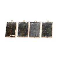 Gemstone Vedhæng Smykker, Messing, med Ædelsten, Square, blandede farver, 37x22x6mm, Solgt af PC