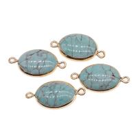 Brass Connector, with turquoise, blue, 37x19x8mm, Sold By PC