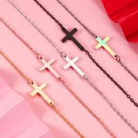 Stainless Steel Jewelry Necklace, 304 Stainless Steel, Cross, plated, fashion jewelry & polished & for woman, more colors for choice, 18x11mm, Length:18 Inch, Sold By PC