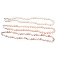 Natural Freshwater Pearl Necklace, with Tibetan Style, silver color plated, fashion jewelry & different size for choice, more colors for choice, Sold Per 17.72 Inch Strand