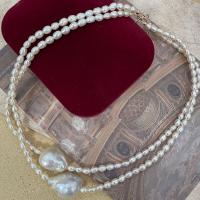 Naturlige ferskvands perle halskæde, Ferskvandsperle, med 14K Gold, med 0.79 extender kæde, højkvalitets forgyldt og aldrig fade, mode smykker, hvid, Længde 15.75 inch, Solgt af PC