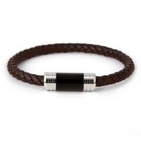 PU Leather Cord Bracelets, with Stainless Steel, plated, fashion jewelry & woven pattern, more colors for choice, Length:18 cm, Sold By PC