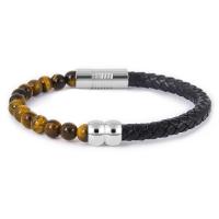 PU Leather Cord Bracelets, with Agate & Stainless Steel, plated, fashion jewelry & woven pattern, more colors for choice, Length:19 cm, Sold By PC