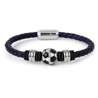 PU Leather Cord Bracelets, with Stainless Steel, silver color plated, fashion jewelry & woven pattern & enamel, more colors for choice, Length:18 cm, Sold By PC
