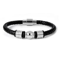 Bracelets cordon PU, cuir PU, avec acier inoxydable, Placage, bijoux de mode & motif tissé, plus de couleurs à choisir, Longueur:18 cm, Vendu par PC